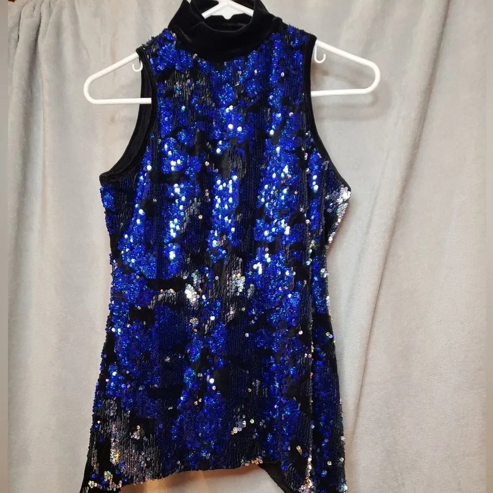 Jazz, Tap, Hip Hop Dance Costume, Blue & Black, Medium Adult